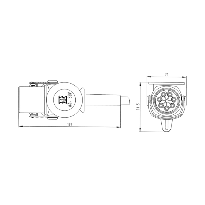 ABS Steckdose 24 Volt mit Schraubanschluss 5 polig